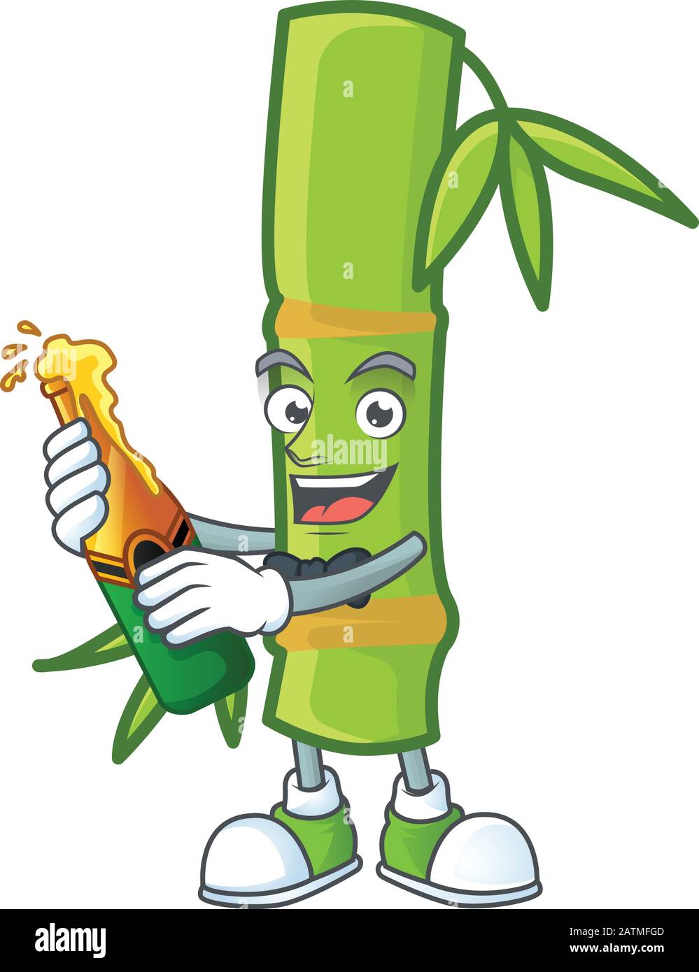 mascot cartoon design of bamboo stick with bottle of beer Stock Vector ...