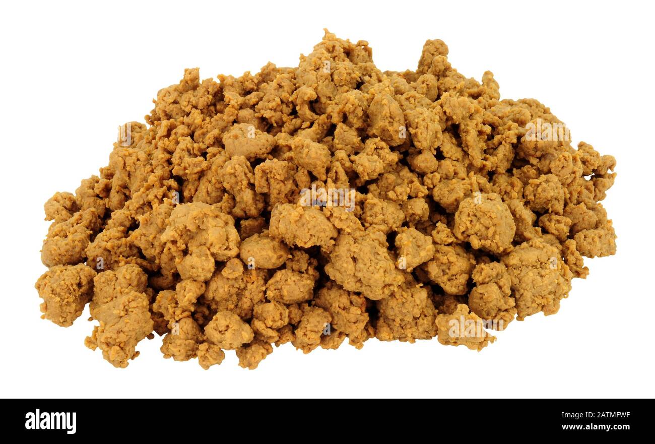 Pile of mycroprotein fungus meat mince substitute made from fermented