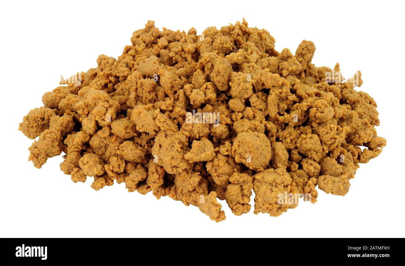 Pile of mycroprotein fungus meat mince substitute made from fermented