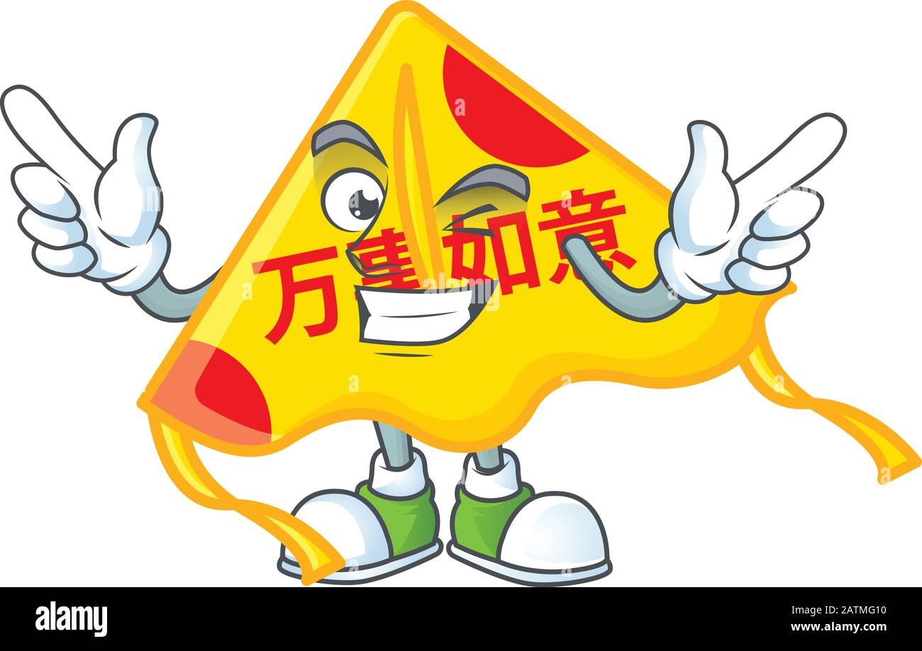 Funny face chinese gold kite cartoon character style with Wink eye ...