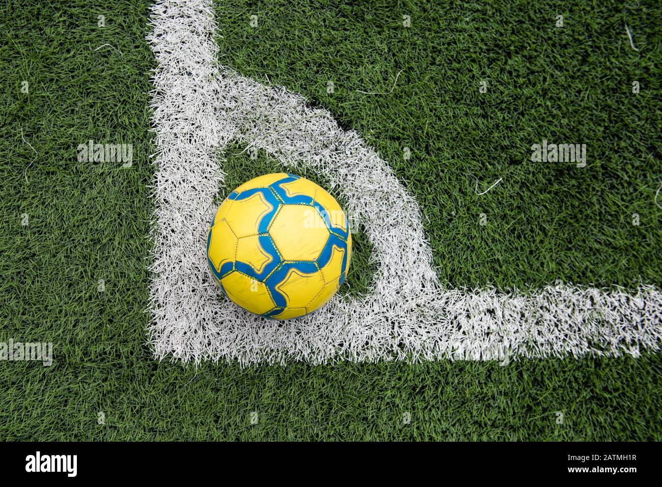 Handsewn Futbol Soccer Ball Yellow with Blue Wavy Stripes FCB Futbol Clu... 
