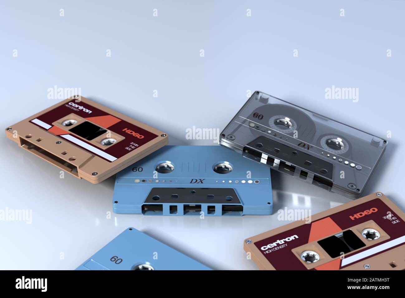 3d rendering Old audio tape compact cassette isolated on white