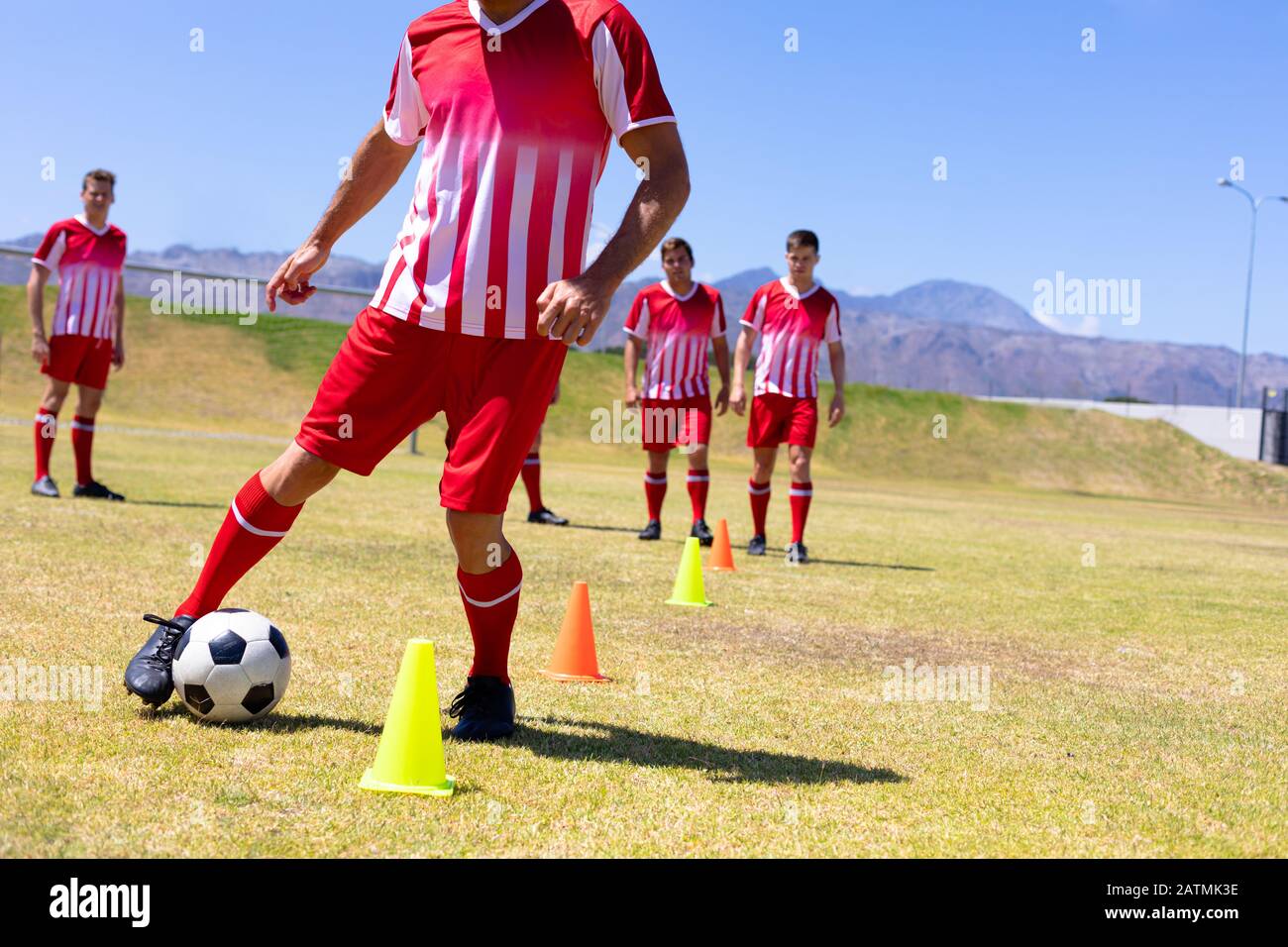 Soccer players training Stock Photo
