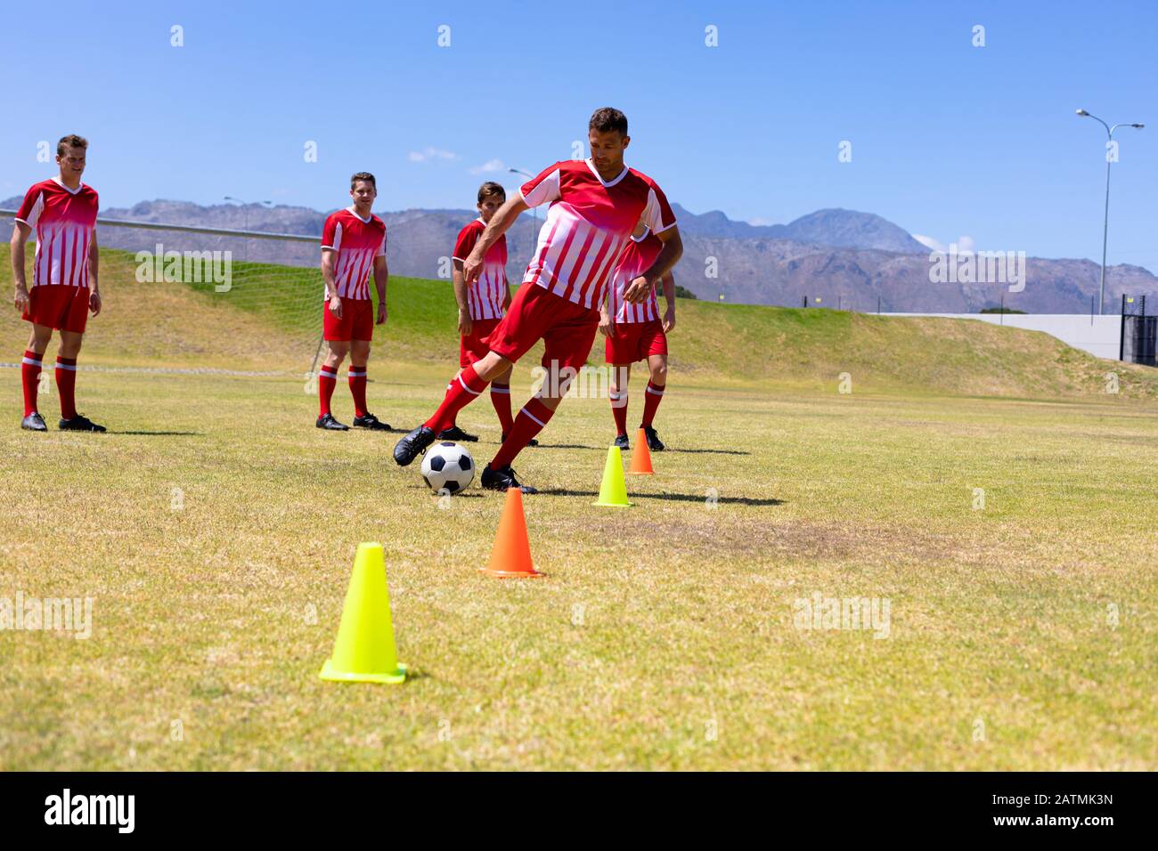Soccer players training Stock Photo