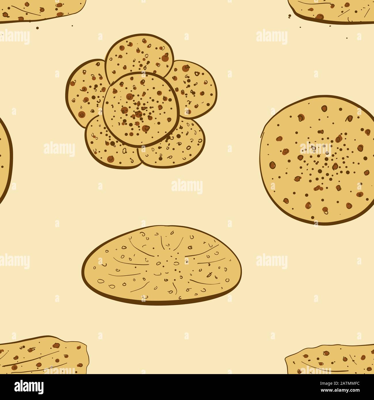 Seamless pattern of sketched Appam bread. Useable for wallpaper or any ...
