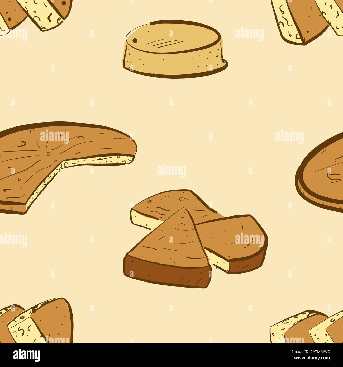 Seamless pattern of sketched Bammy bread. Useable for wallpaper or any sized decoration. Handdrawn Vector Illustration Stock Vector