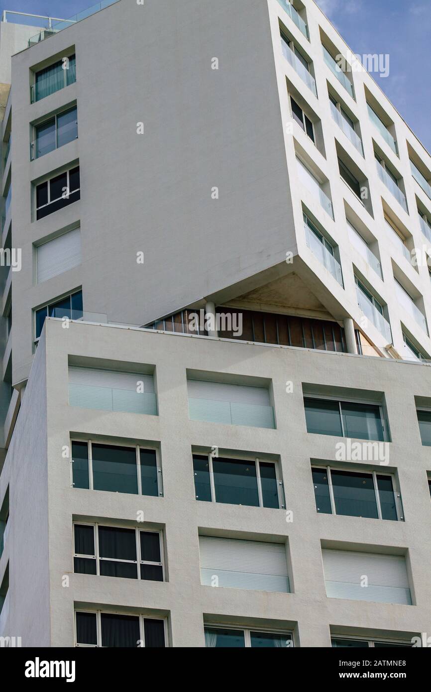Tel Aviv Israel February 03, 2020 View of the facade of a modern ...