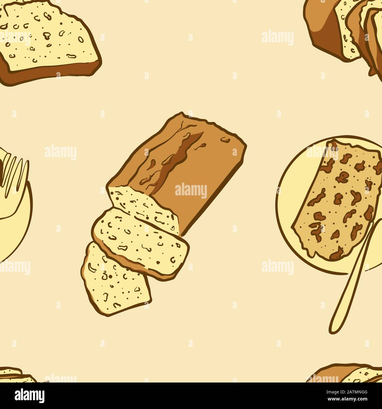 Seamless pattern of sketched Carrot bread bread. Useable for wallpaper or any sized decoration. Handdrawn Vector Illustration Stock Vector