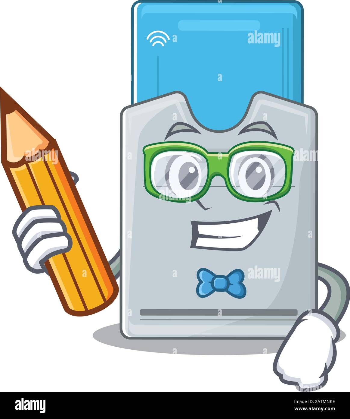 A picture of Student key card character holding pencil Stock Vector ...