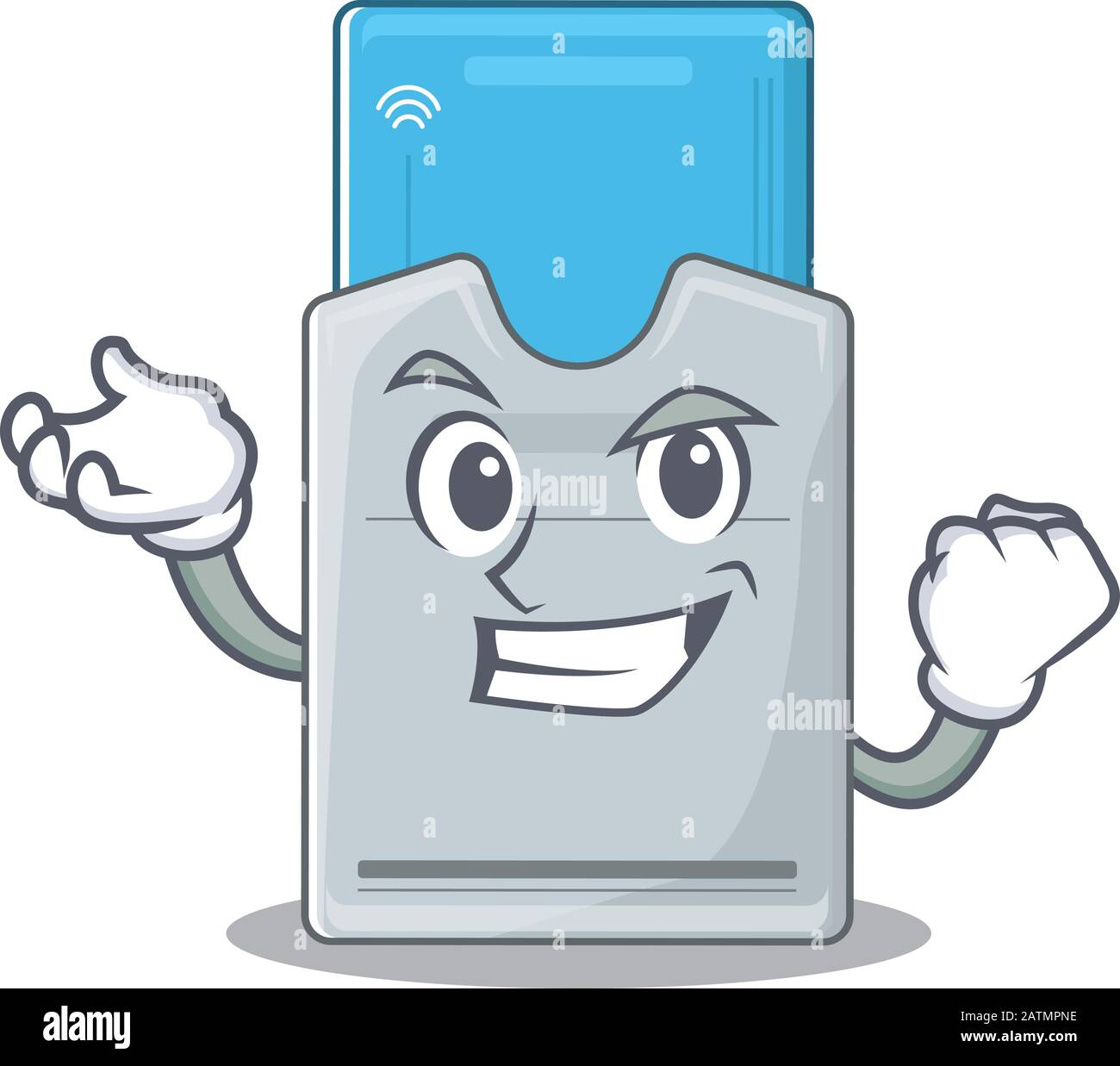 Happy confident Successful key card cartoon character style Stock ...