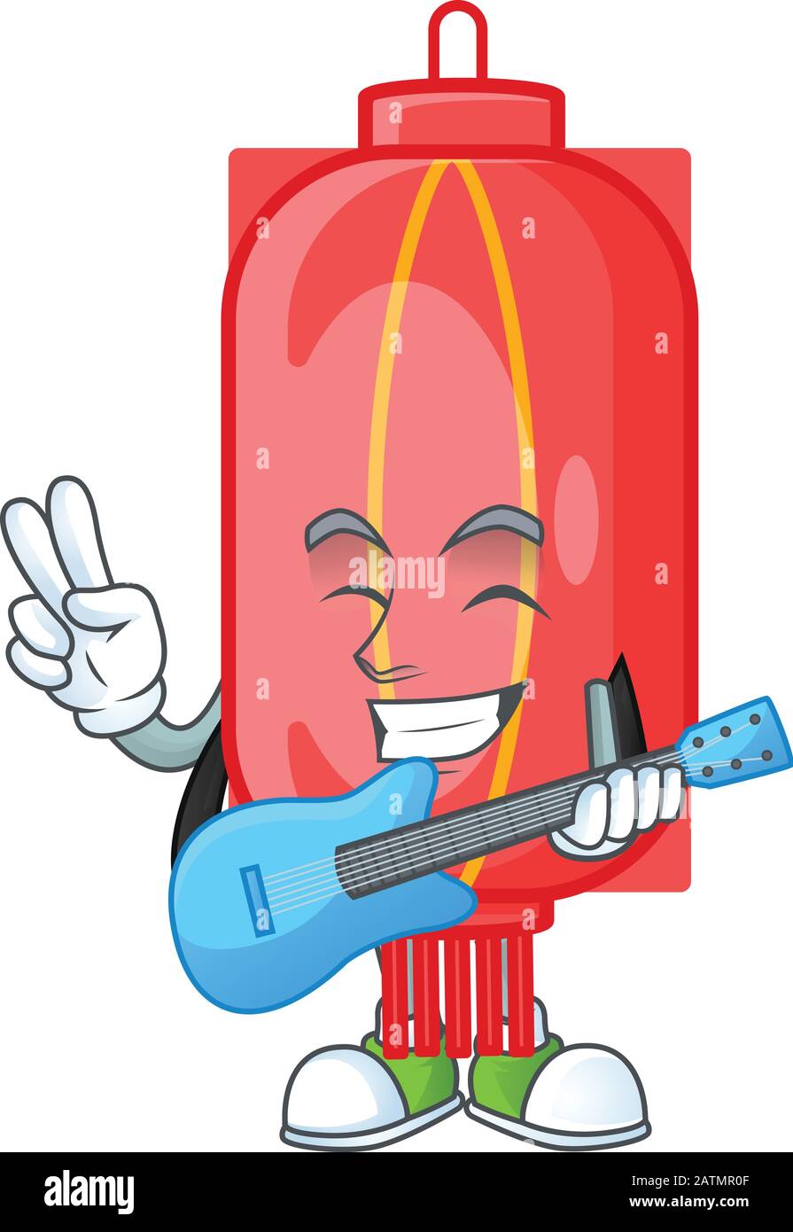 A mascot of chinese traditional paper performance with guitar Stock ...