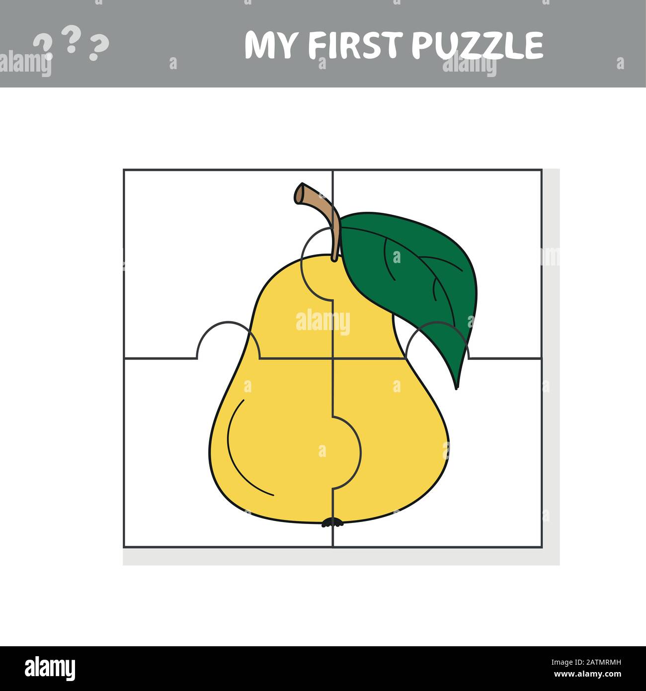 My first puzzle - fruits, puzzle game for preschool kids. Pear Vector & Art - Alamy