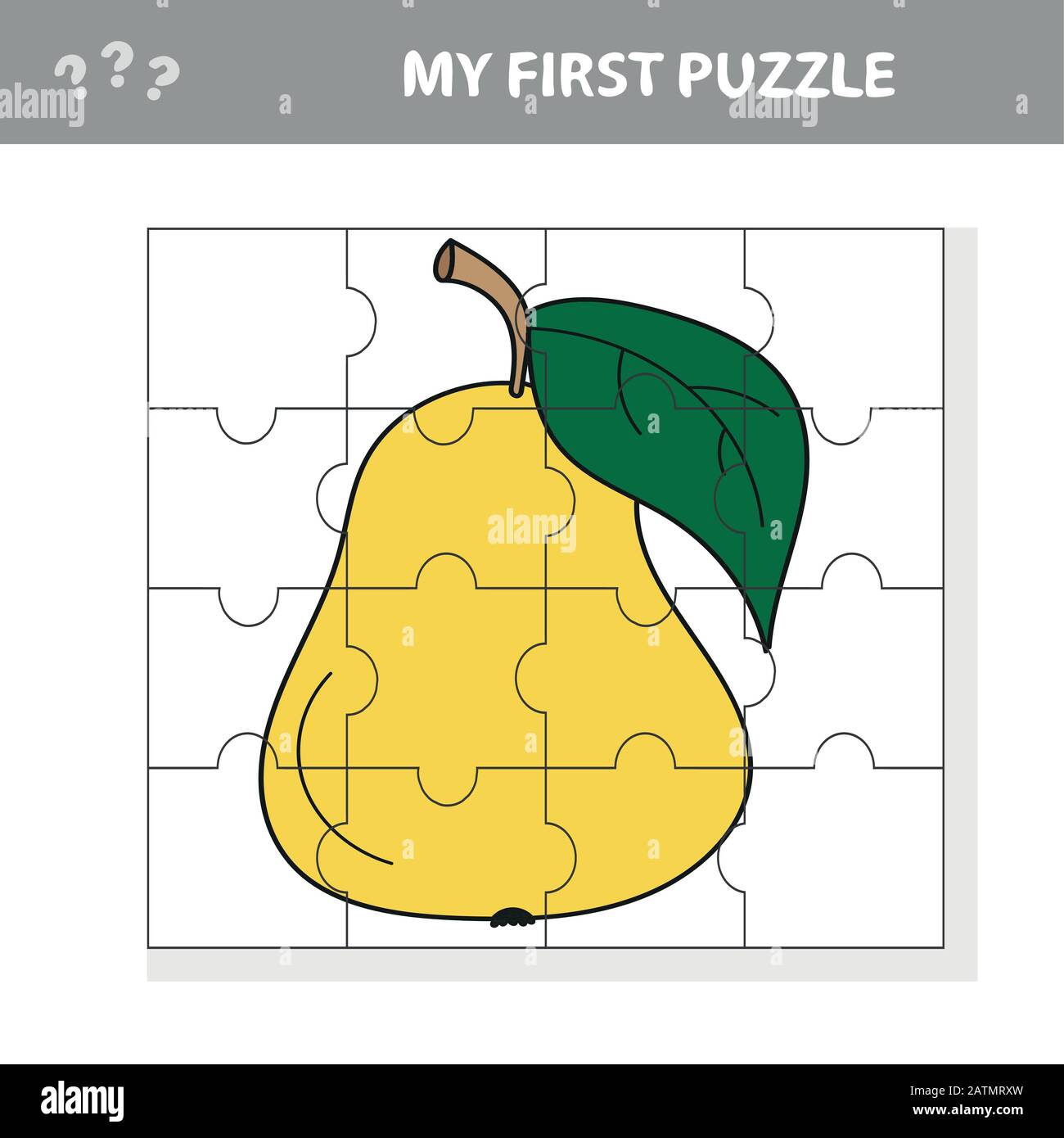 My first puzzle - fruits, puzzle task, game for preschool kids. Pear Stock  Vector Image & Art - Alamy
