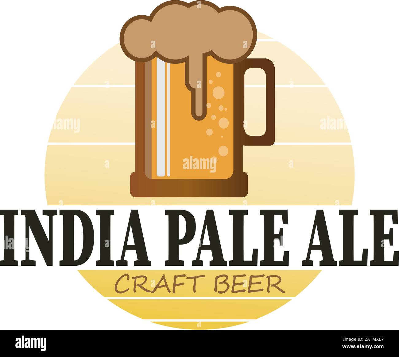 India Pale Ale Beer logo. Silhouette Drink. Round Vector Icon. Vintage