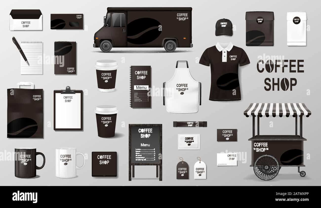 Download Branding Set For Coffee Shop Cafe Realistic Coffee Corporate Identity Template Design Vector Illustration Stock Vector Image Art Alamy