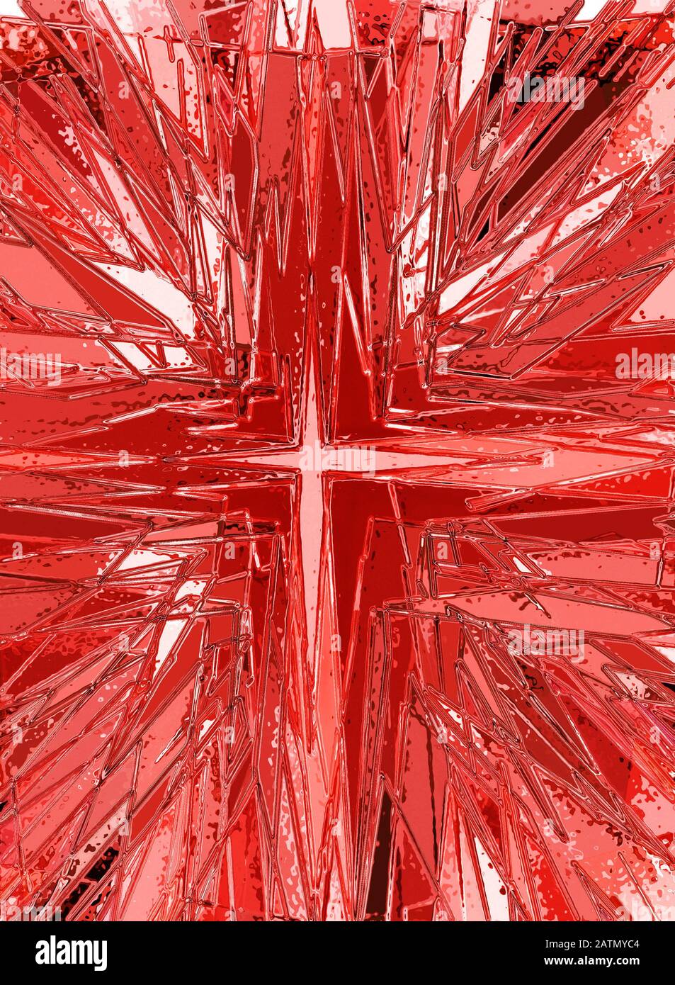 Red religious cross stained glass illustration Stock Photo