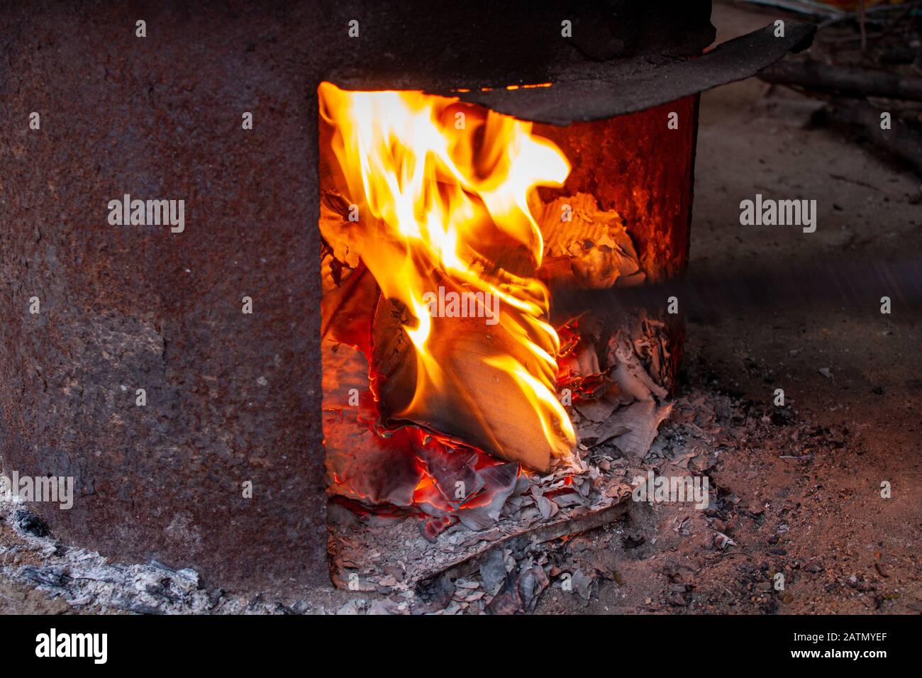 Kilns set on fire to boil water Stock Photo Alamy