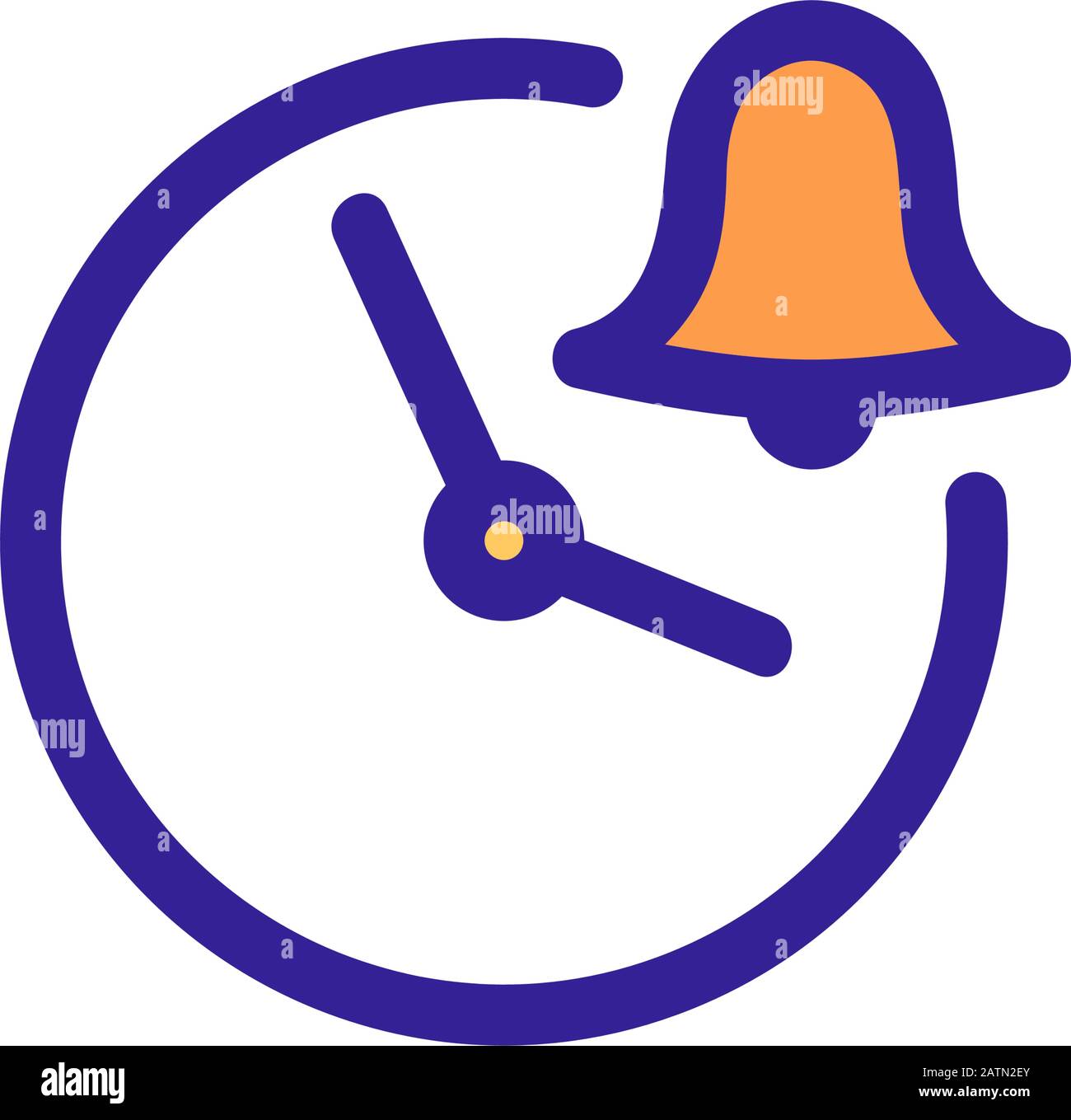 Setting the alarm clock icon vector. Isolated contour symbol ...