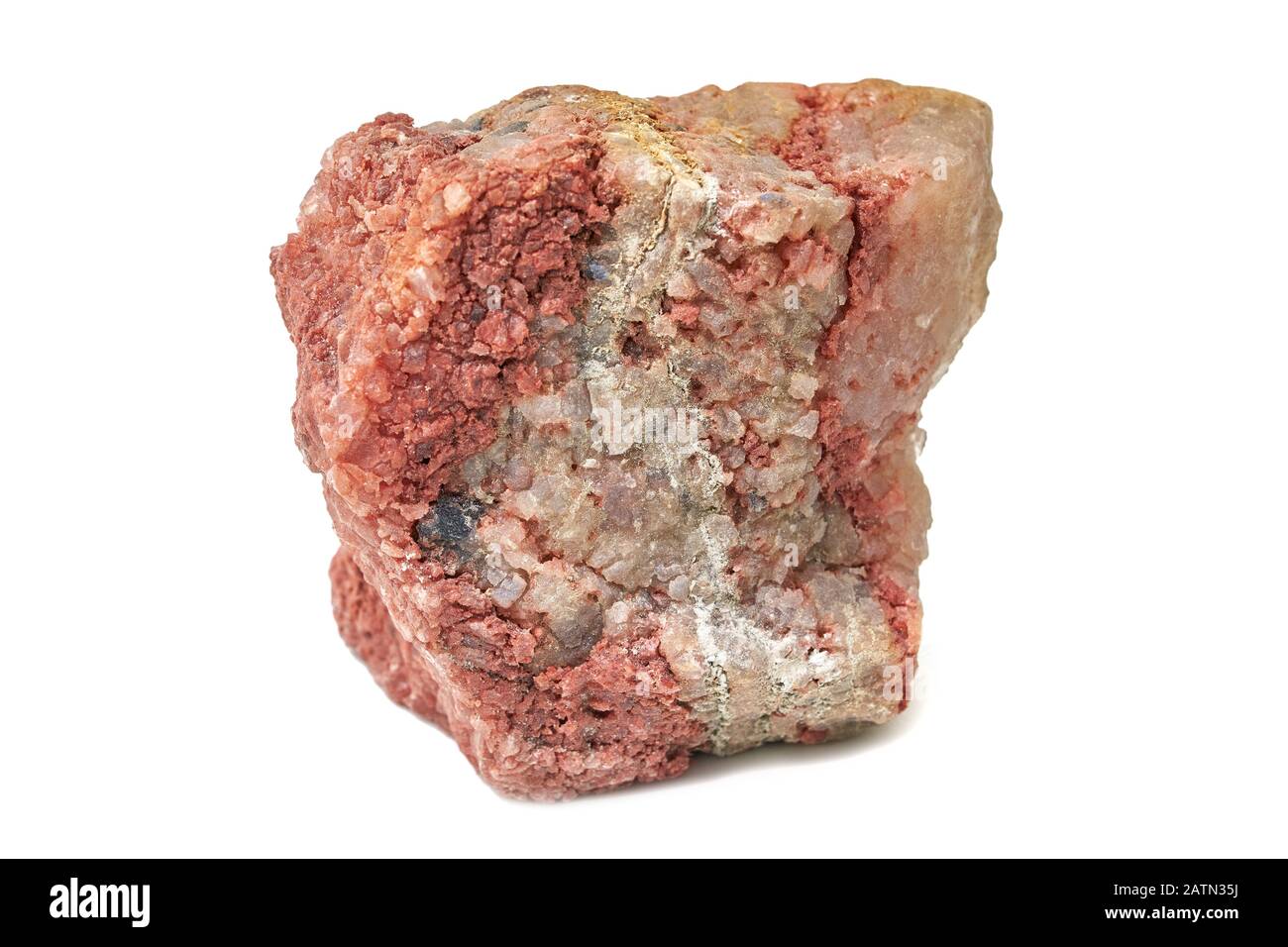 layered piece of sylvinite mineral, natural crystalline rock salt Stock Photo