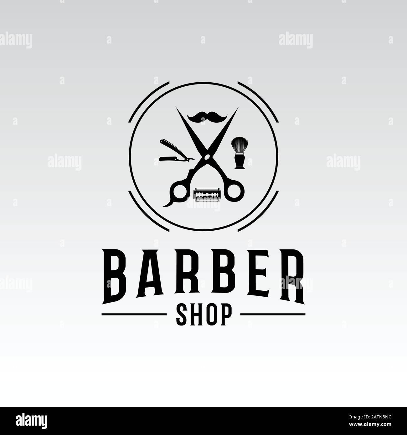 Barbershop logo and barber shop vintage label and badge illustration Stock Vector