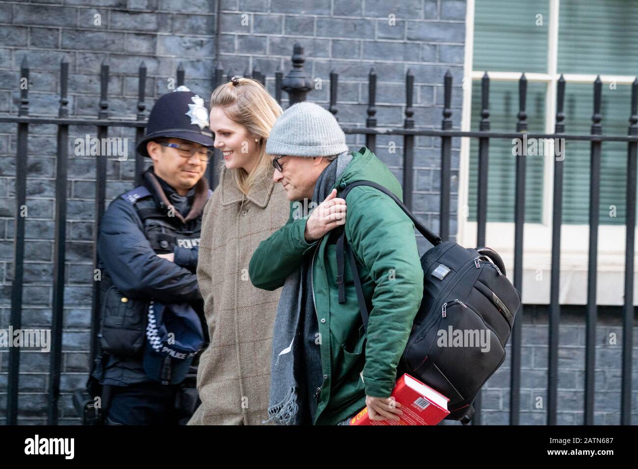 London, UK. 4th Feb, 2020. Dominic Cummings arrives for work at 10 Downing Street London Note, he is carrying the book Chinese Spies by Roger Faligot Credit: Ian Davidson/Alamy Live News Stock Photo