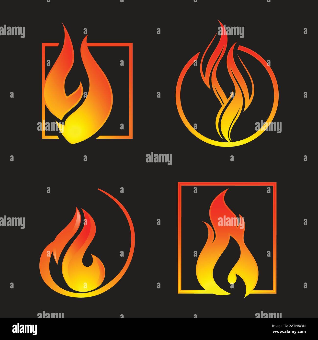 Simple light creative dangerous energy flame burns fired symbol isolated vector burning dangers blazing sticker illustration Stock Vector