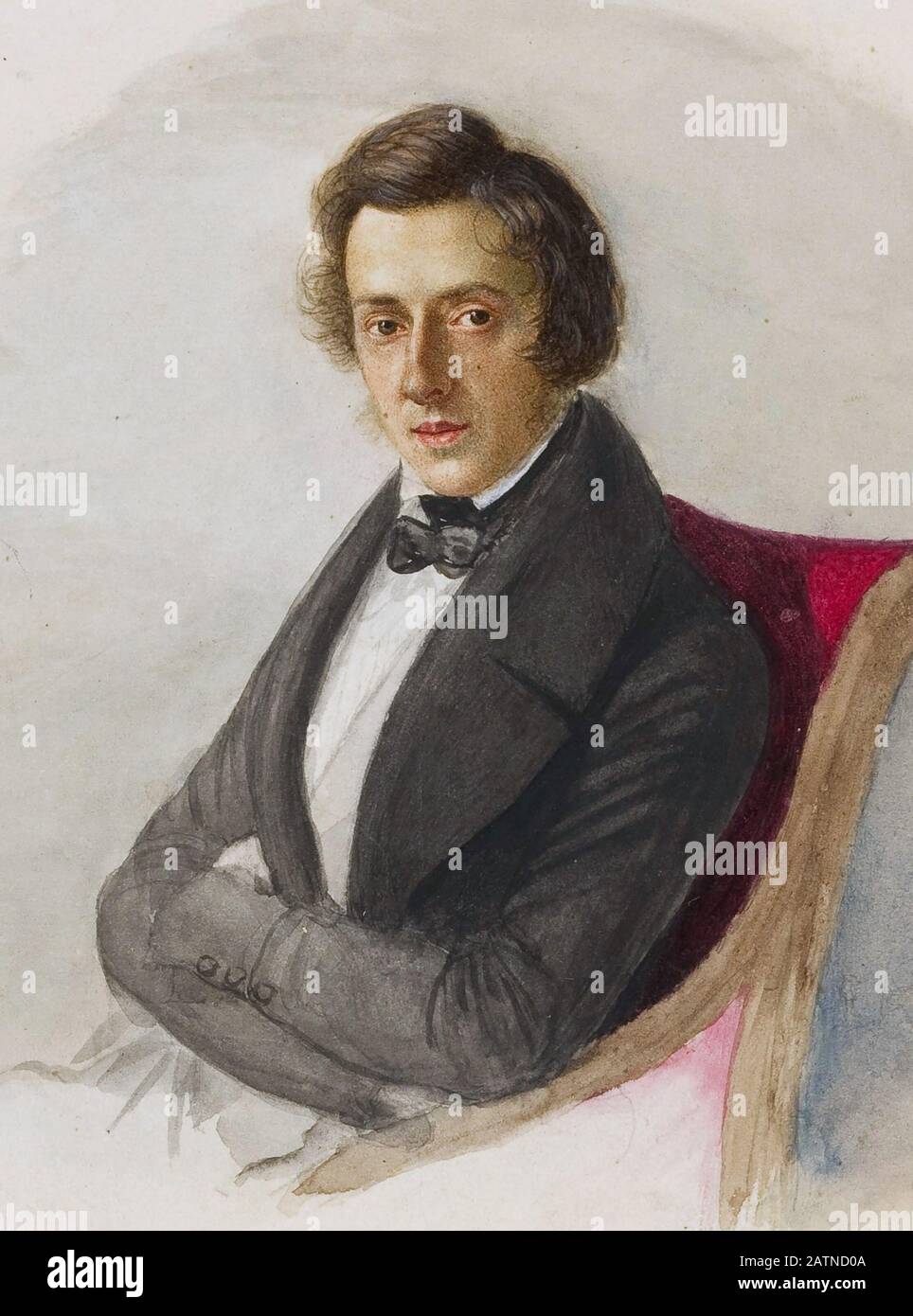FRÉDÉRIC CHOPIN (1810-1849) Polish composer aged 25 drawn by his fiancée Maria Wodzińska in 1835 Stock Photo