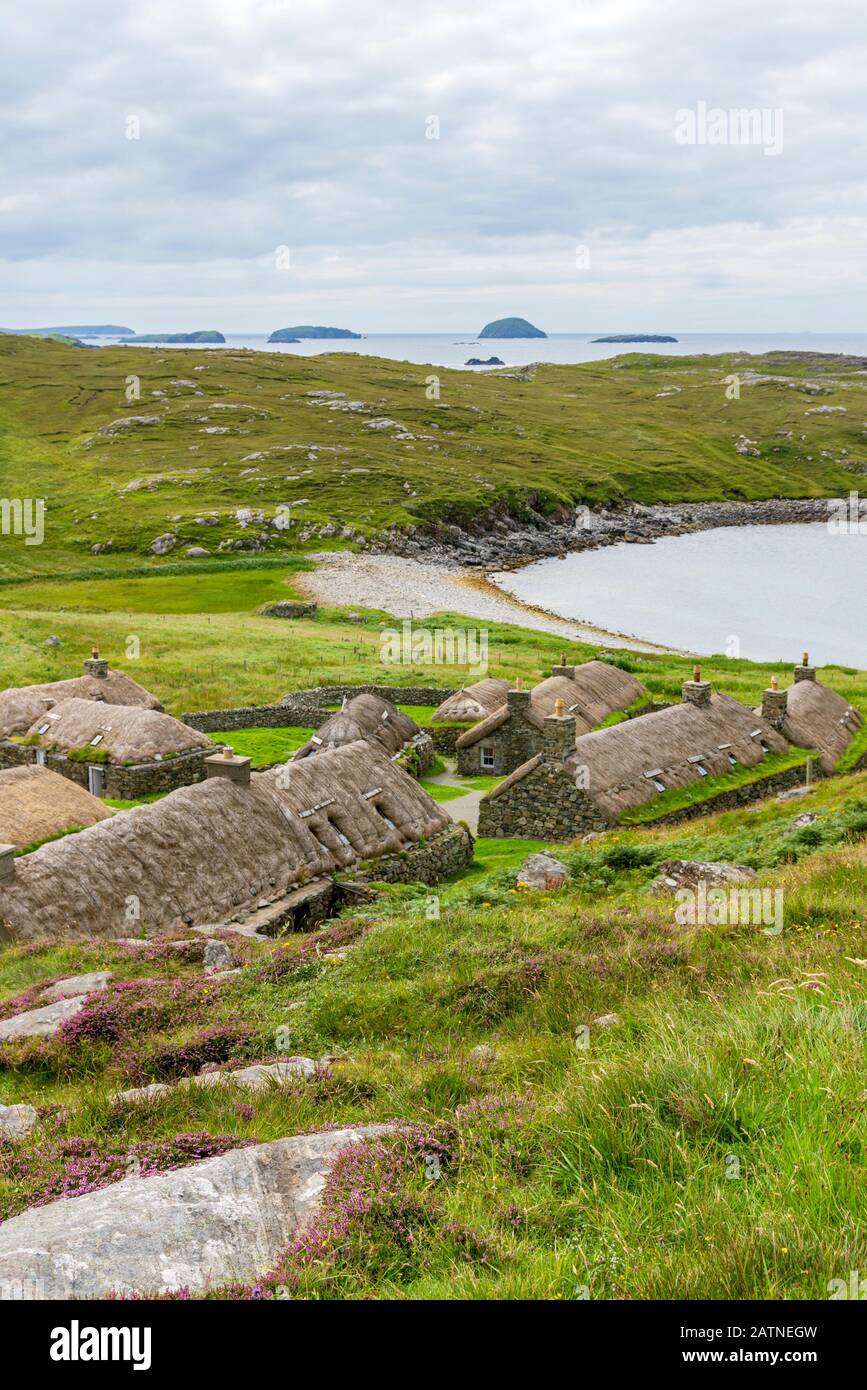 Gearrannan blackhouse village traditional Hebridean thatched croft