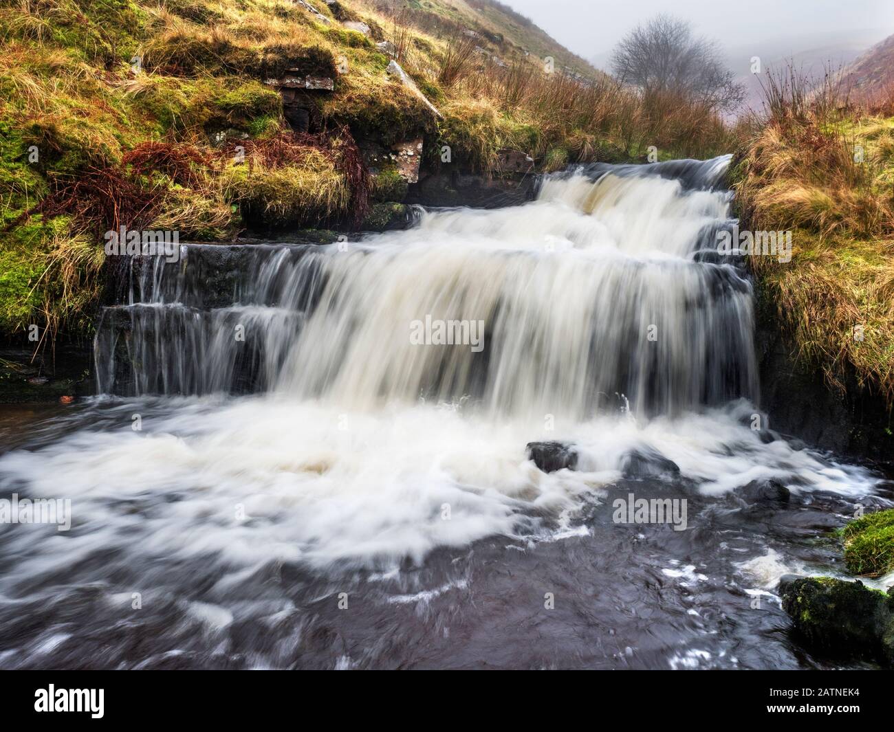 Waterfall in Force Gill near Ribblehead Yorkshire Dales National Park England Stock Photo