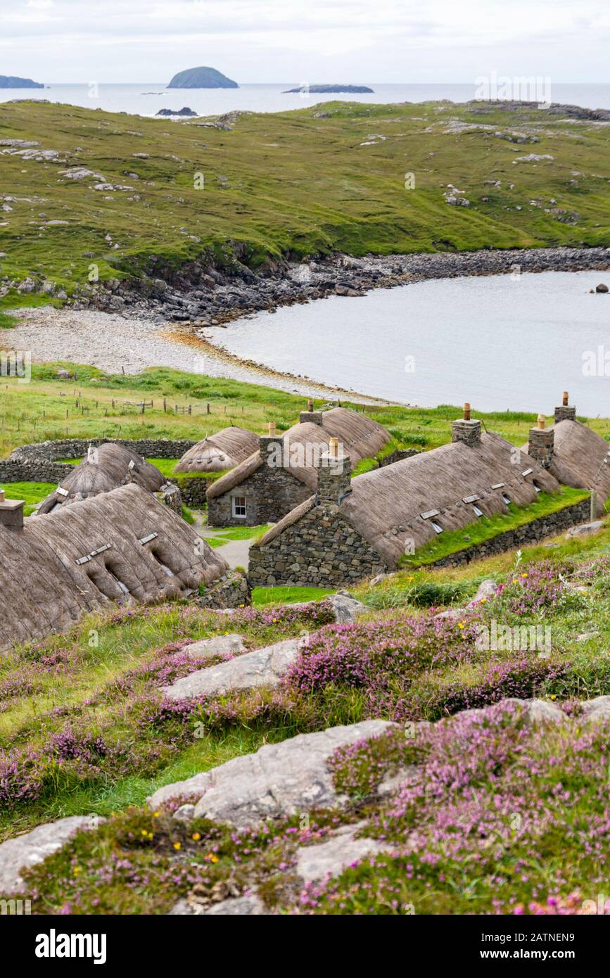Gearrannan blackhouse village traditional Hebridean thatched croft