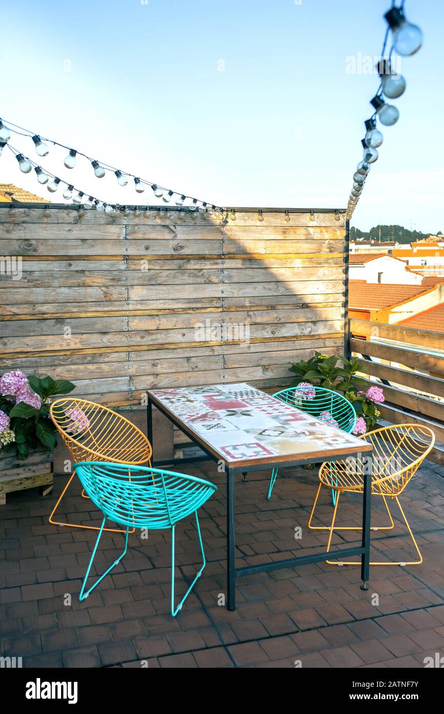 Outdoor terrace table chairs hi res stock photography and images Alamy