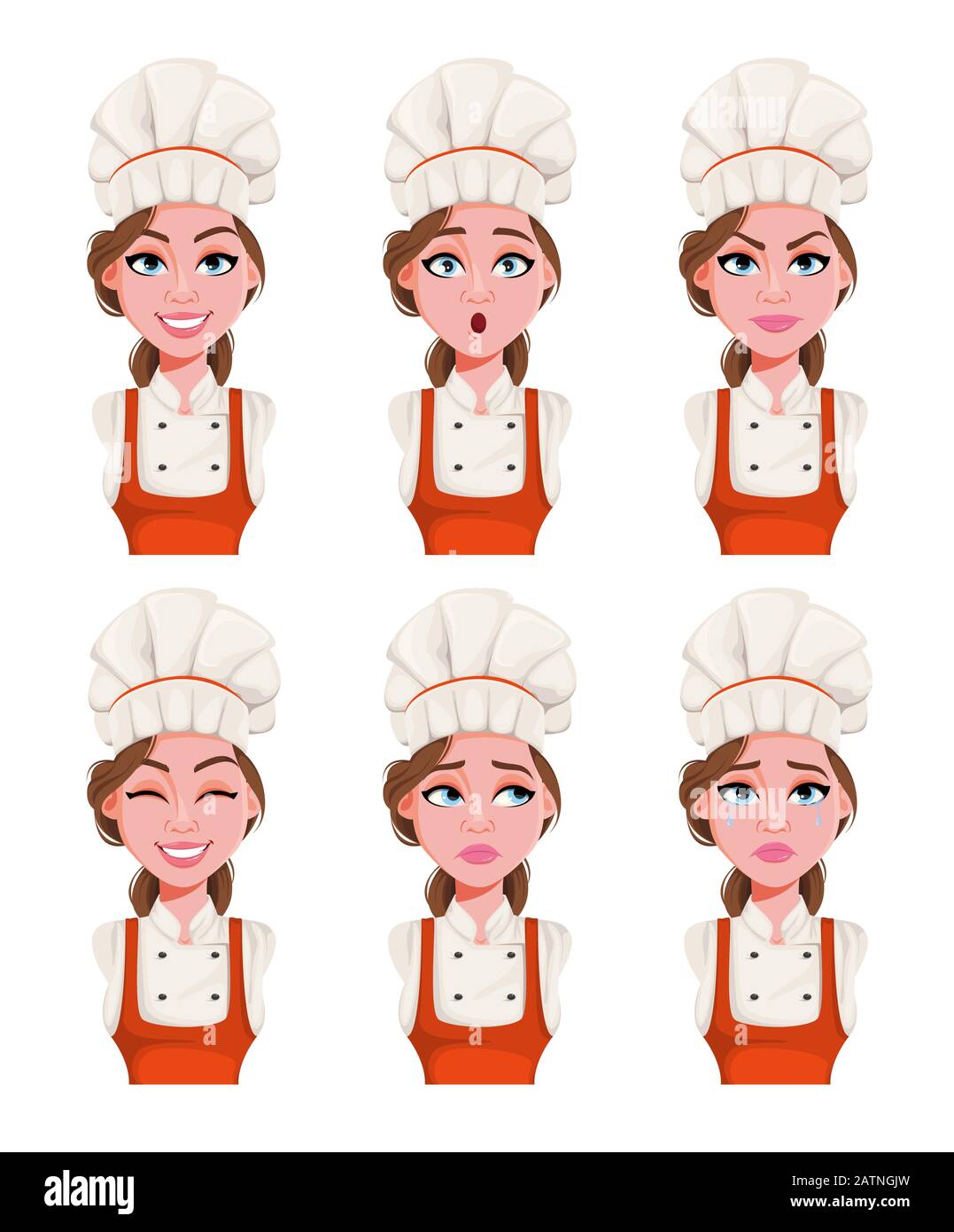 Cartoon Chef Accessories Set Chef Surrounded By Kitchen And