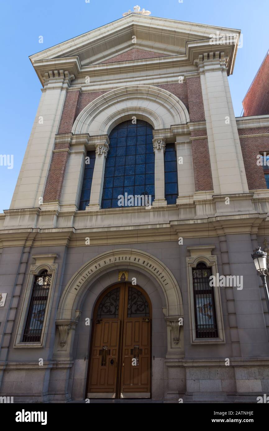 MADRID, SPAIN - JANUARY 22, 2018: Building of Jesus de Medinaceli Chuch in City of Madrid, Spain Stock Photo