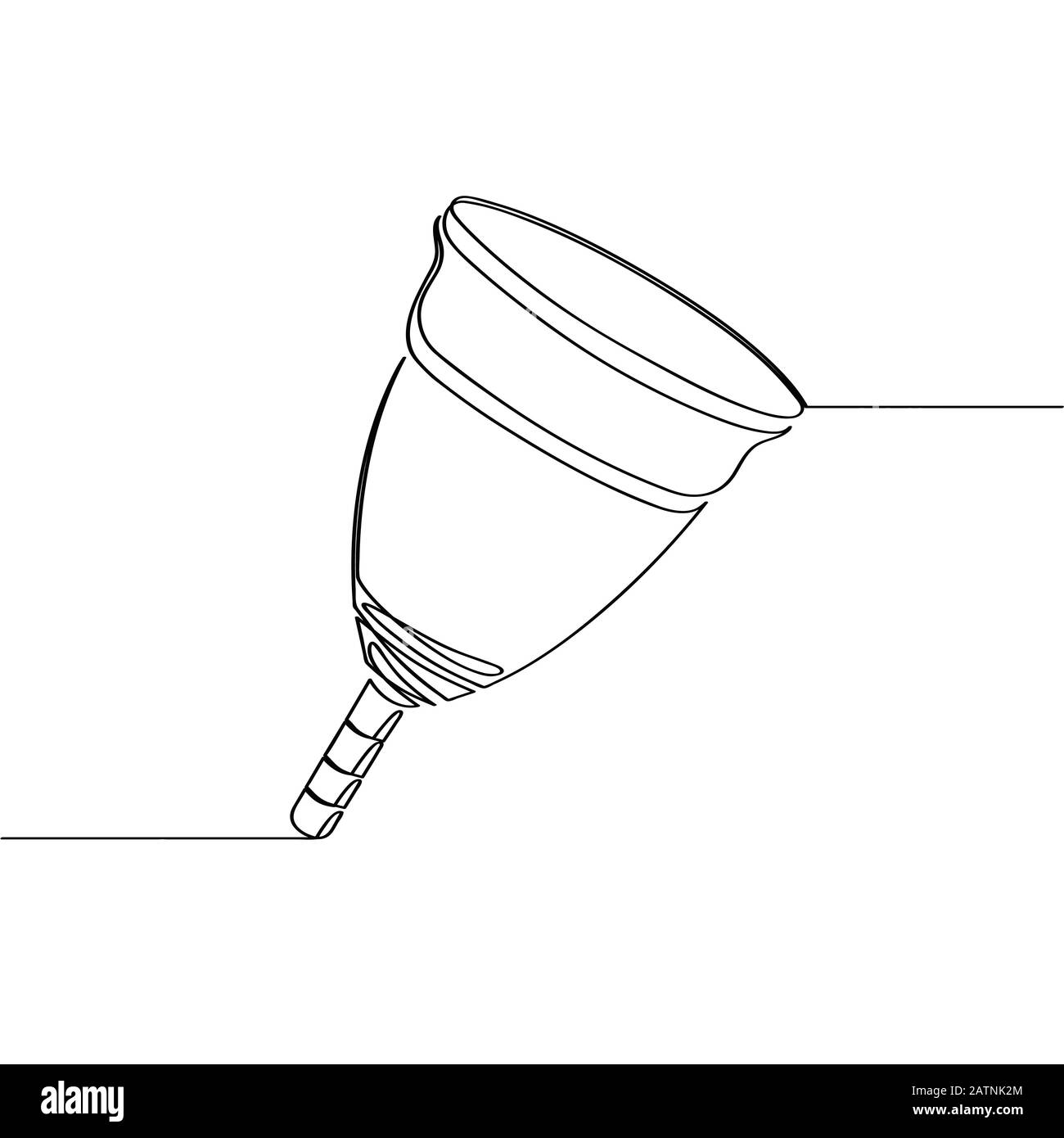 Female menstrual cup. Drawn in one continuous line, isolated on a white