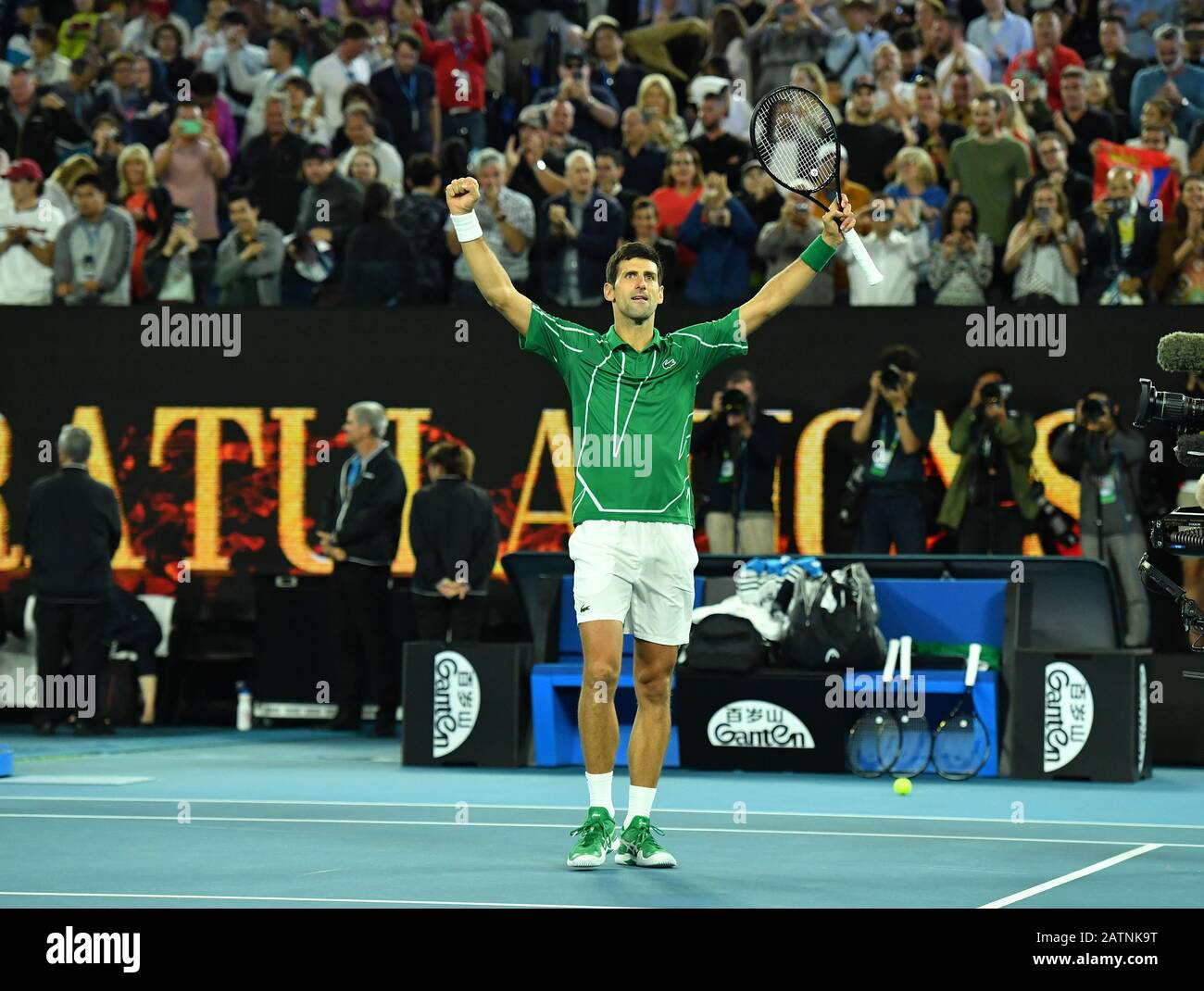 Melbourne Park  Australian Open  Day 14 02/02/20 Mens Singles Final Novak Djokovic (SRB)  celebrates after victory Photo Roger Parker International Sp Stock Photo