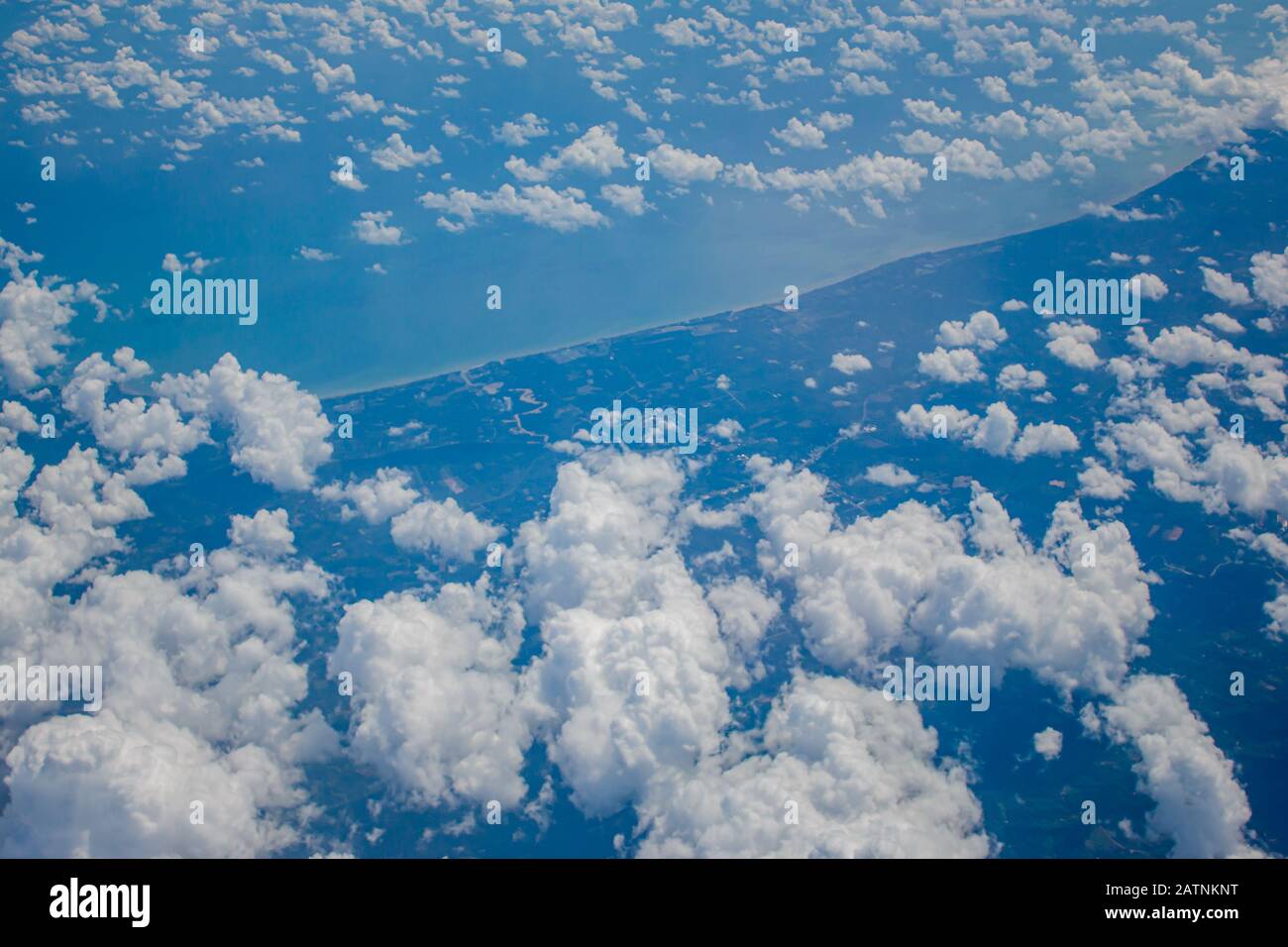 Beautiful blue sky and some clouds view from the airplane Stock Photo ...