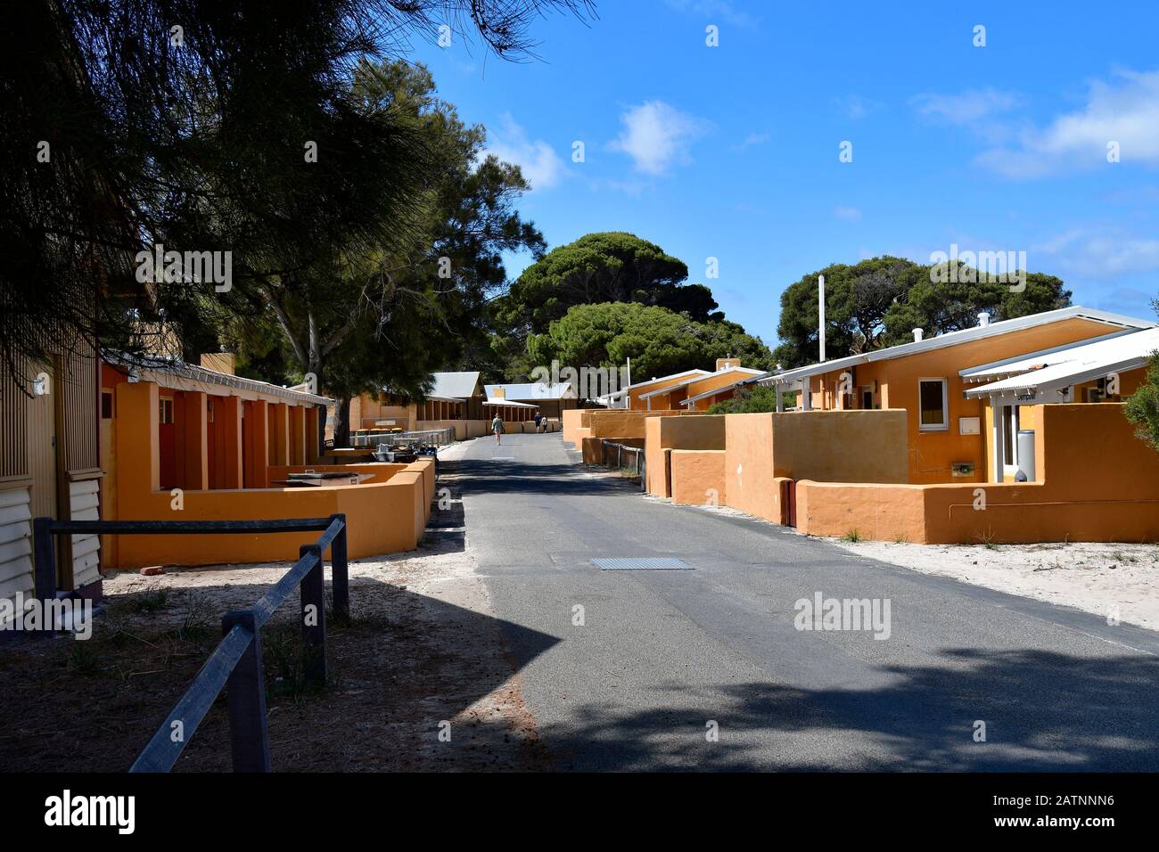 Perth, WA, Australia - November 27, 2017: Unidentified people and homes in the tiny settlement on Rottnest Island Stock Photo