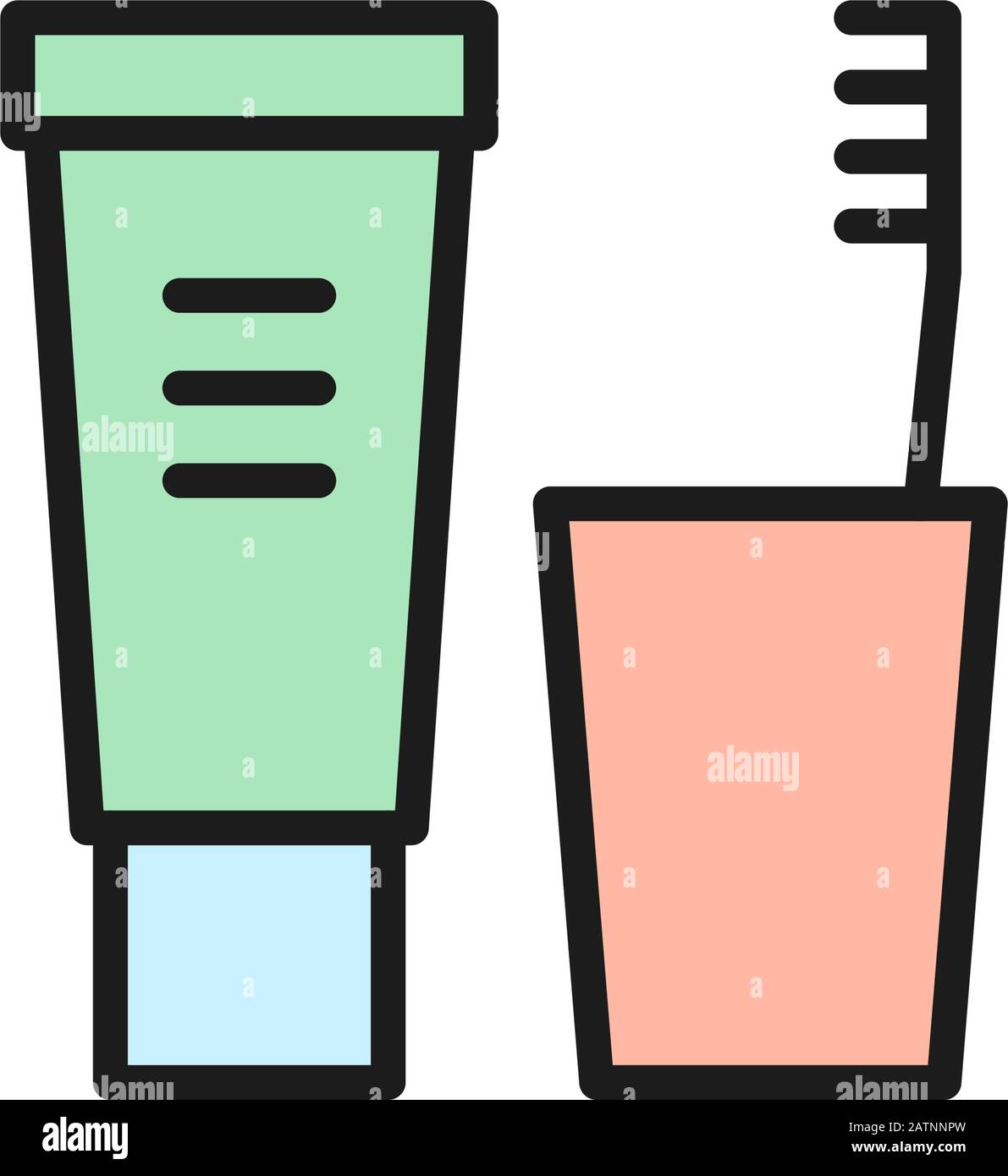 Toothpaste and brush, dental hygiene flat color line icon Stock Vector ...