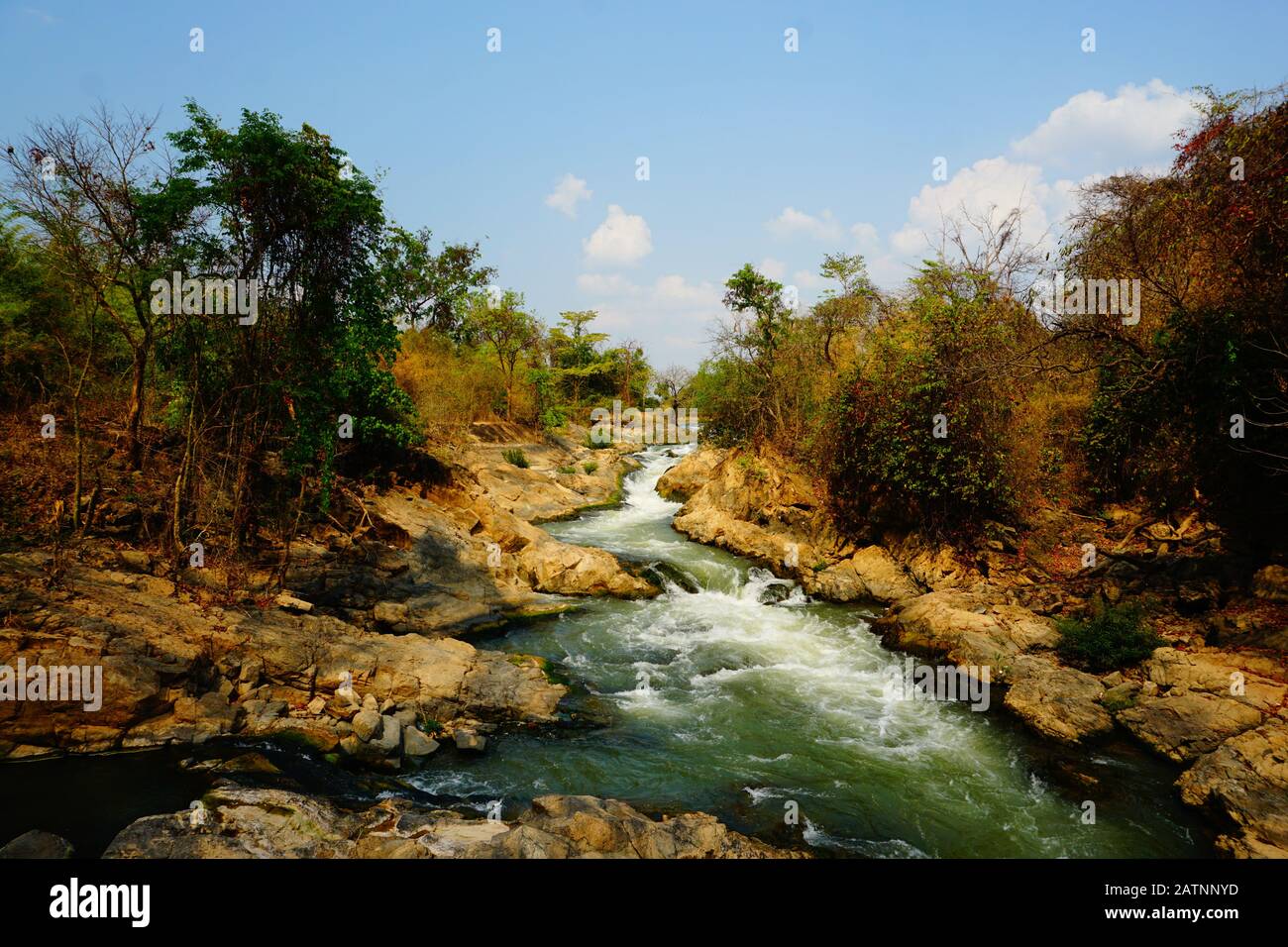 Li Phi or Somphamit Waterfall in Laos - 4.000 Islands Stock Photo