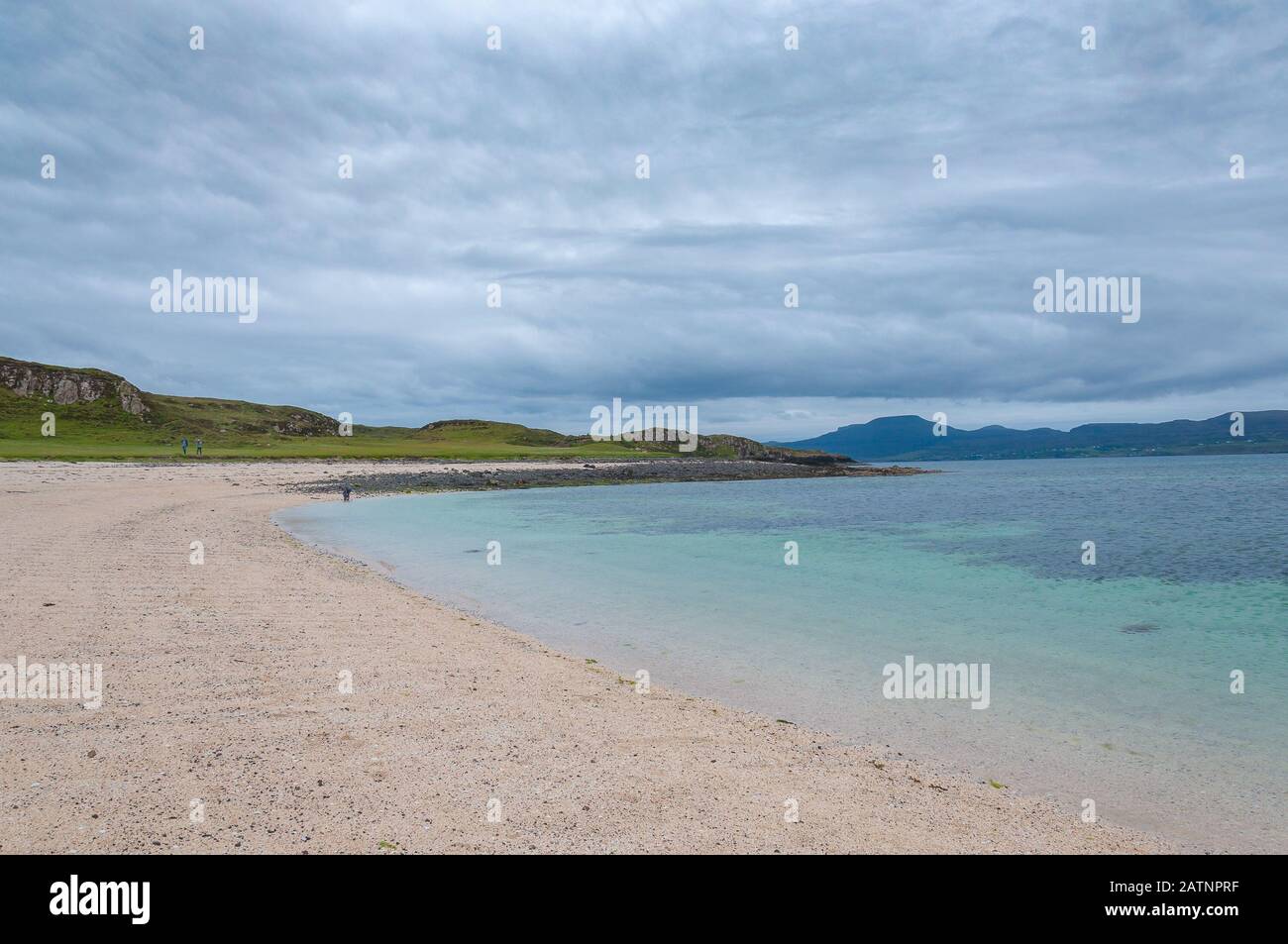 White beach with turquoise sea, Coral Beach, Isle of Skye, Scotland Stock Photo