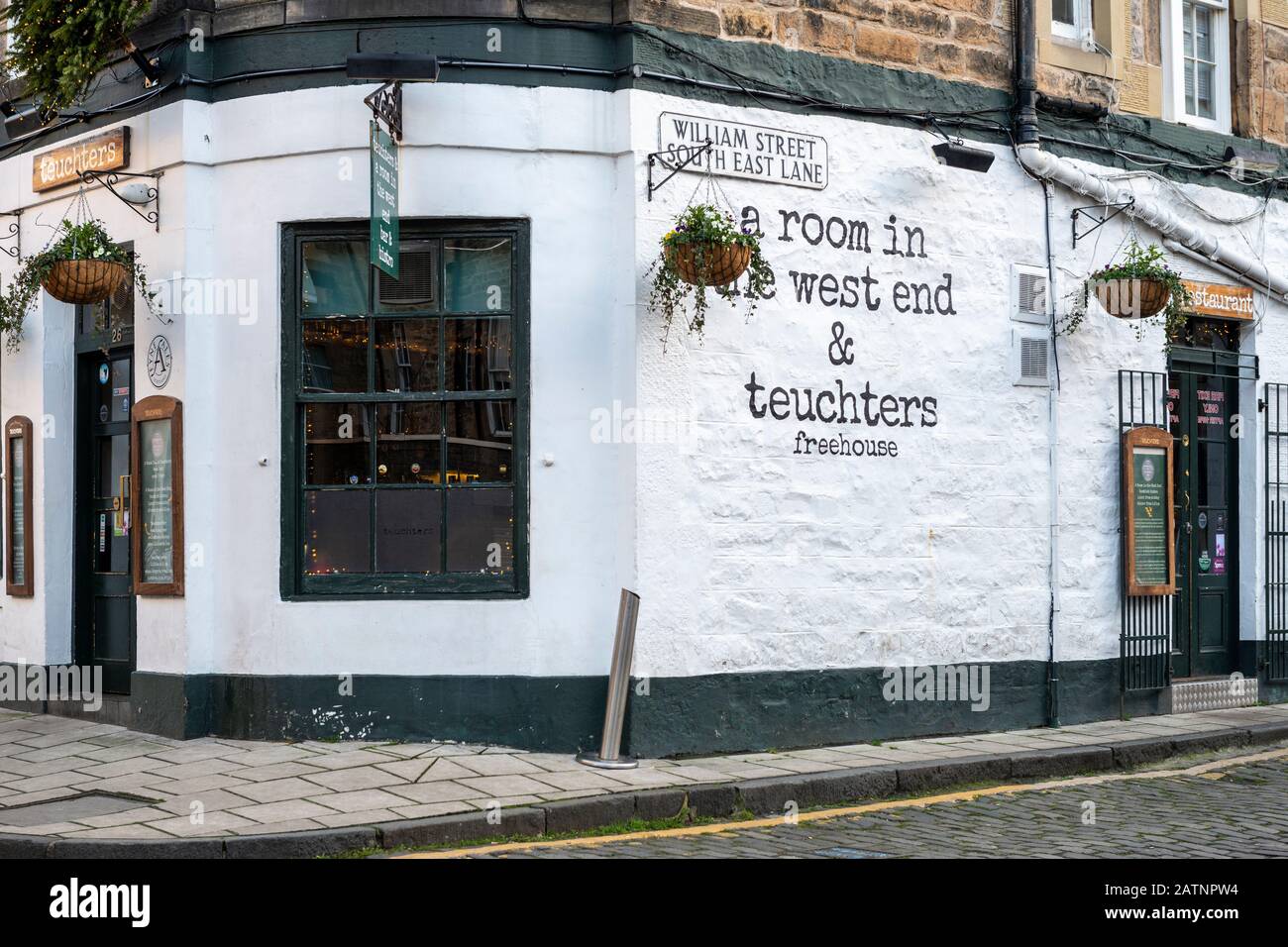 Teuchters Pub with A Room in the West End basement restaurant on William Street in the West End of Edinburgh, Scotland, United Kingdom Stock Photo