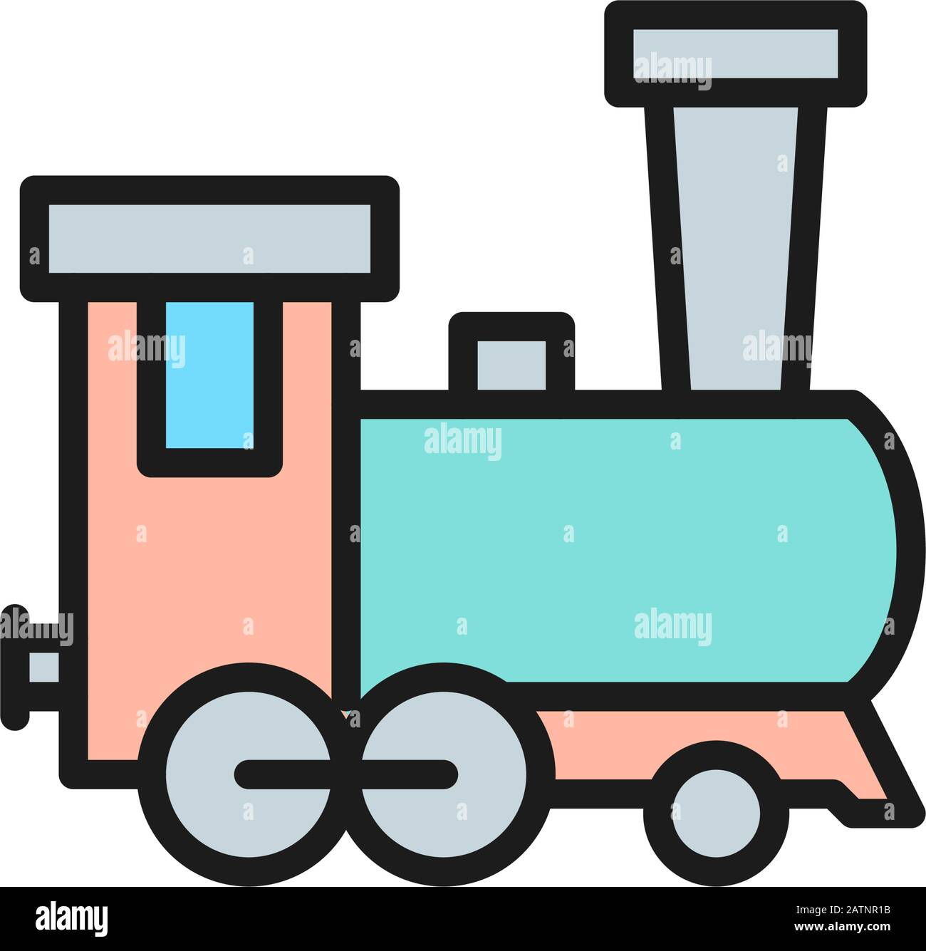 Old train, railroad flat color line icon Stock Vector Image