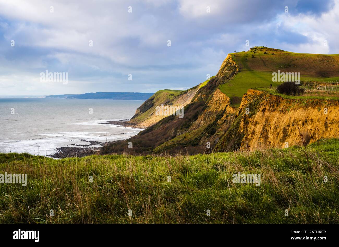 Thorncombe Beacon and the cliffs of the Dorset coast Stock Photo