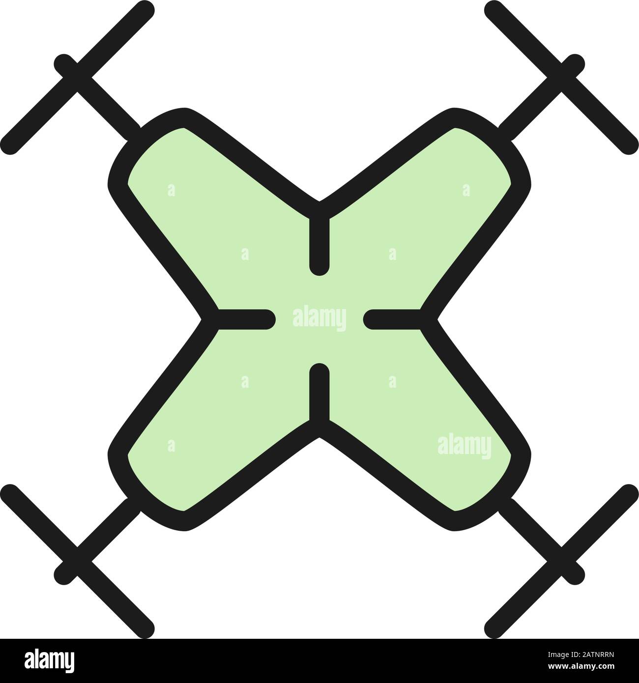 Vector fast drone flat color line icon. Stock Vector