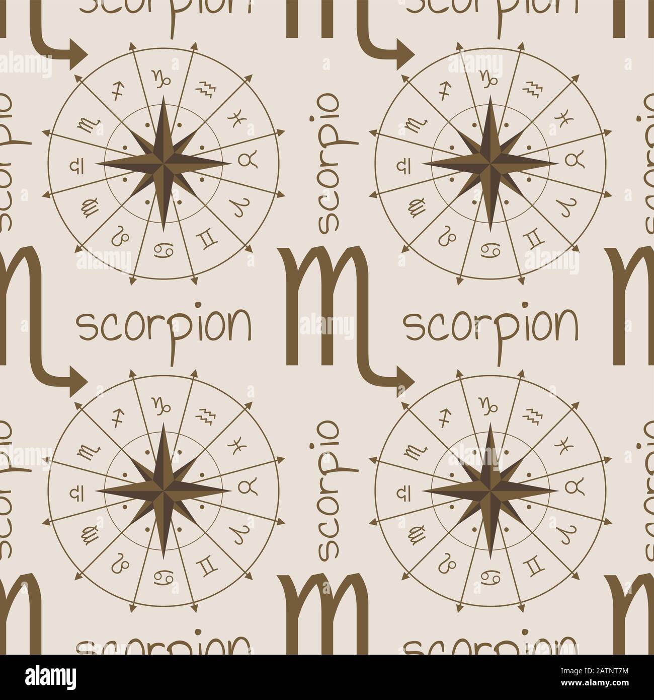 Astrology sign Scorpion. Seamless pattern Stock Vector