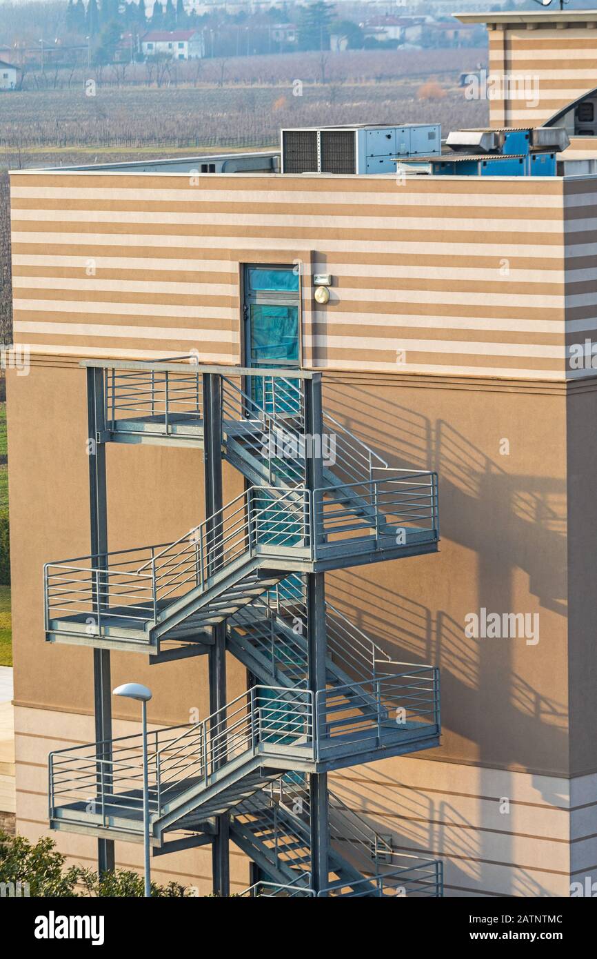 Emergency Exit External Steel Staircase Fire Escape at Condo Building