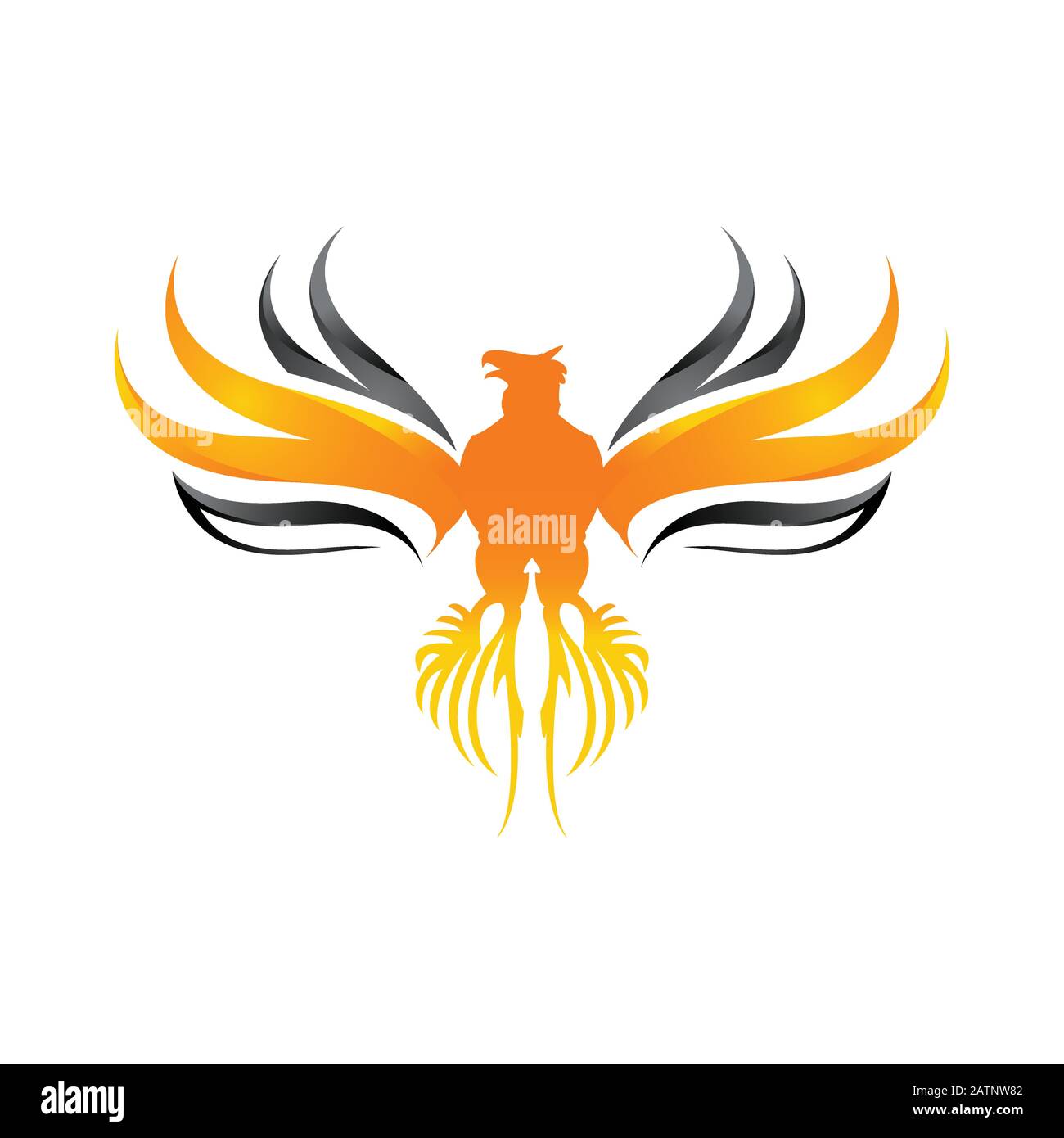 phoenix vector logo,creative logo of mythological bird , a unique bird , a flame born from ashes Stock Vector