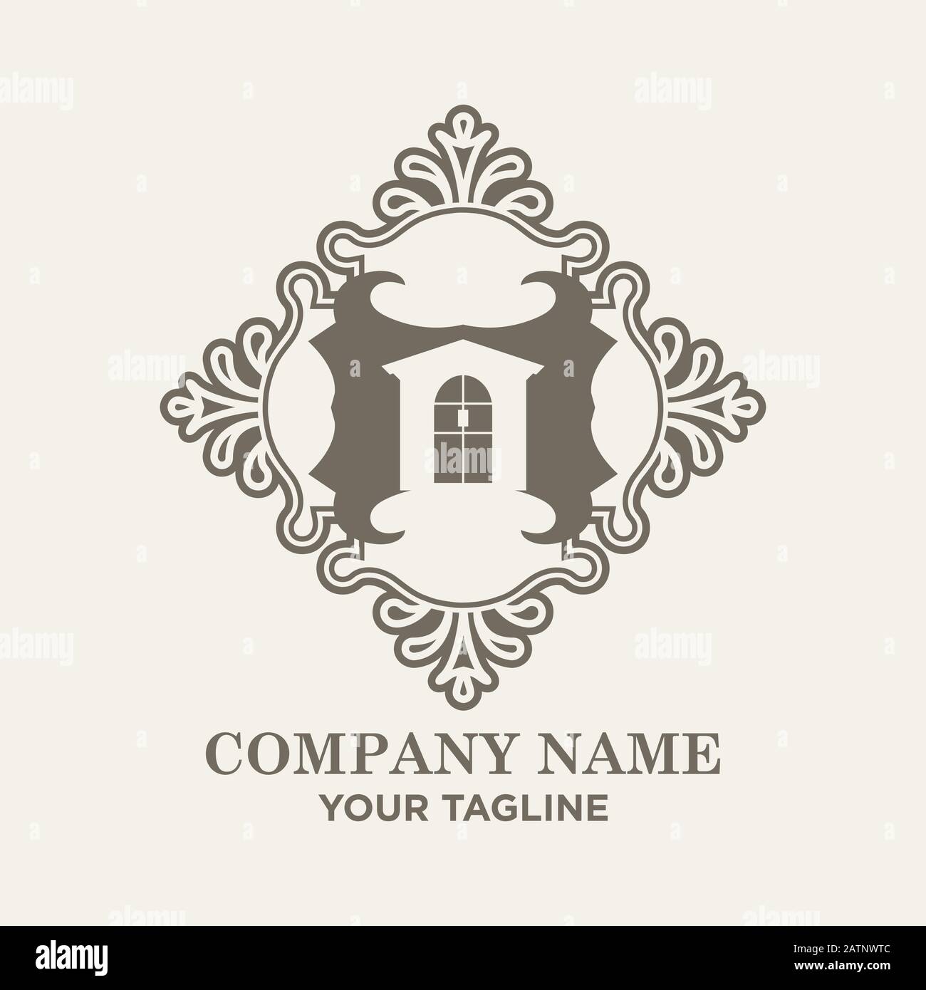 invest or landscape design business. Real estate forest logo. Country house vector vintage symbol Stock Vector