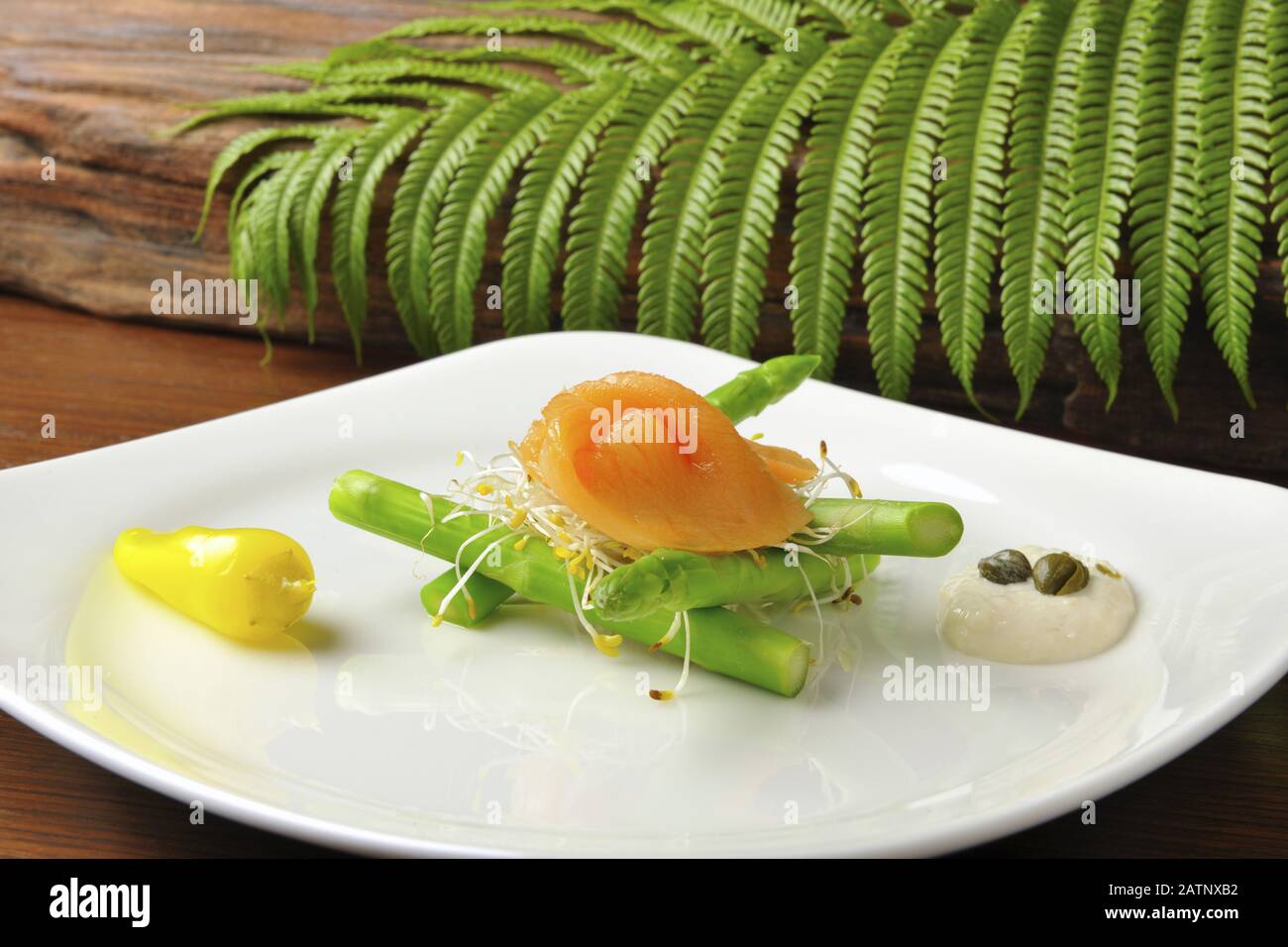 The portrait of food sashimi on the white plate Stock Photo