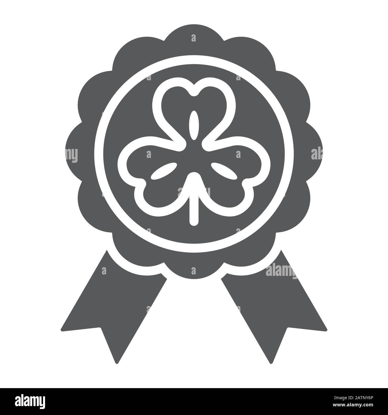 Rosette award clover medal glyph icon, st patrick's day and holiday, luck clover sign, vector graphics, a solid pattern on a white background, eps 10. Stock Vector